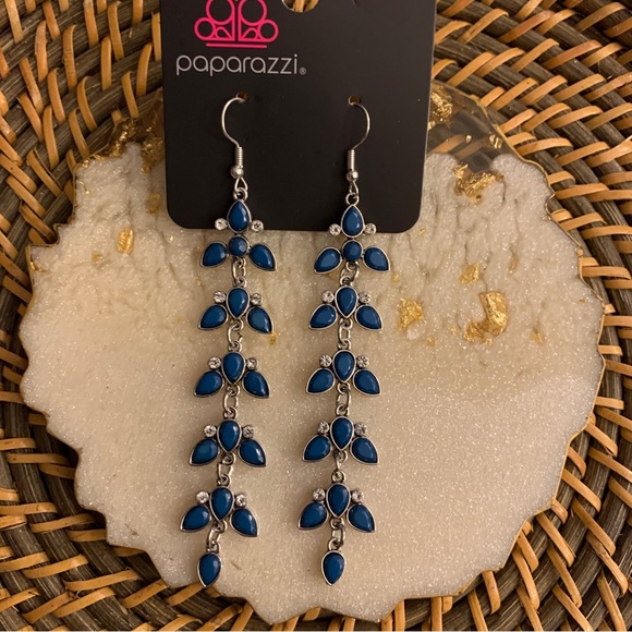 Fanciful Foliage Hook Blue Earrings - Picture 1 of 2